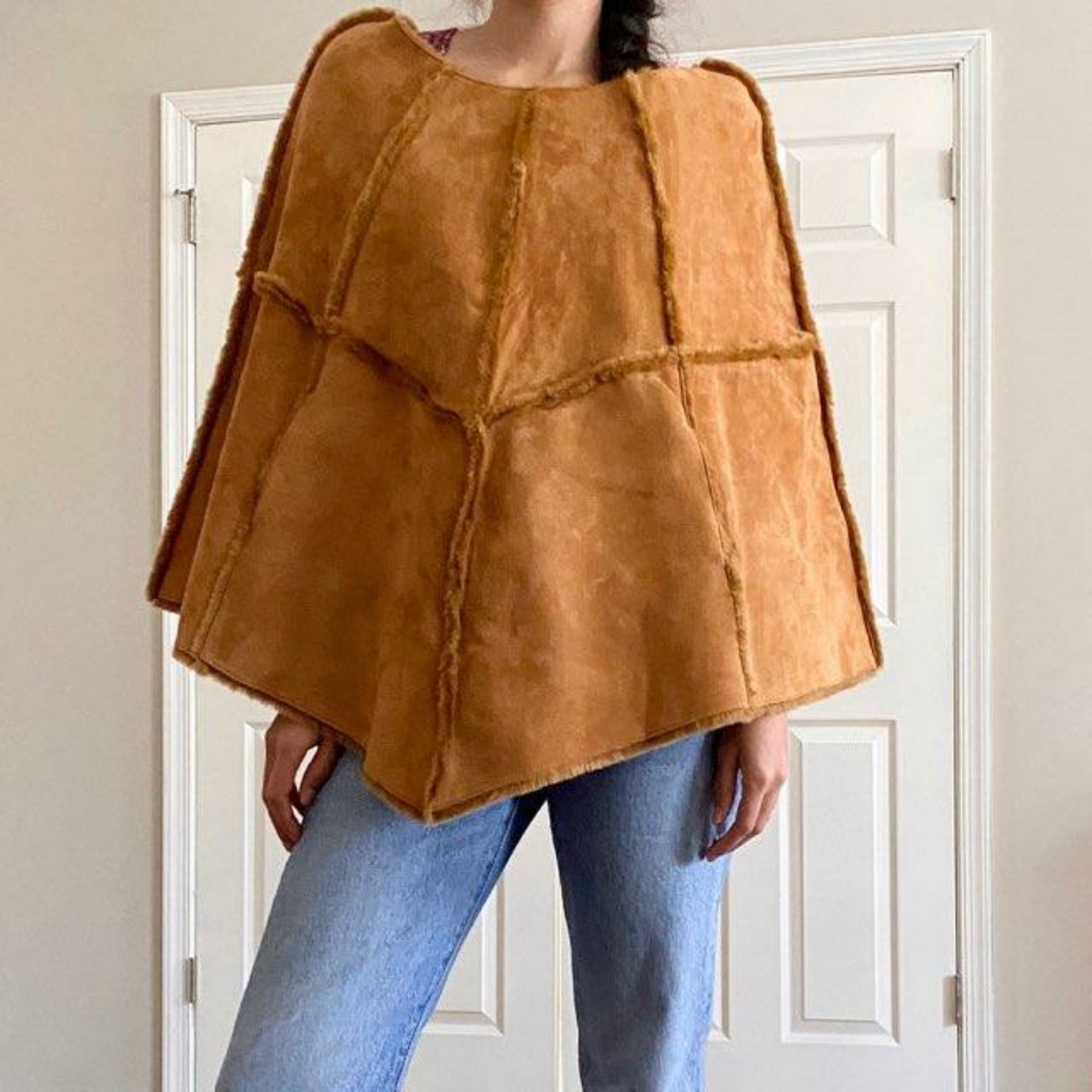 UGG Suede/Fur Poncho Cape